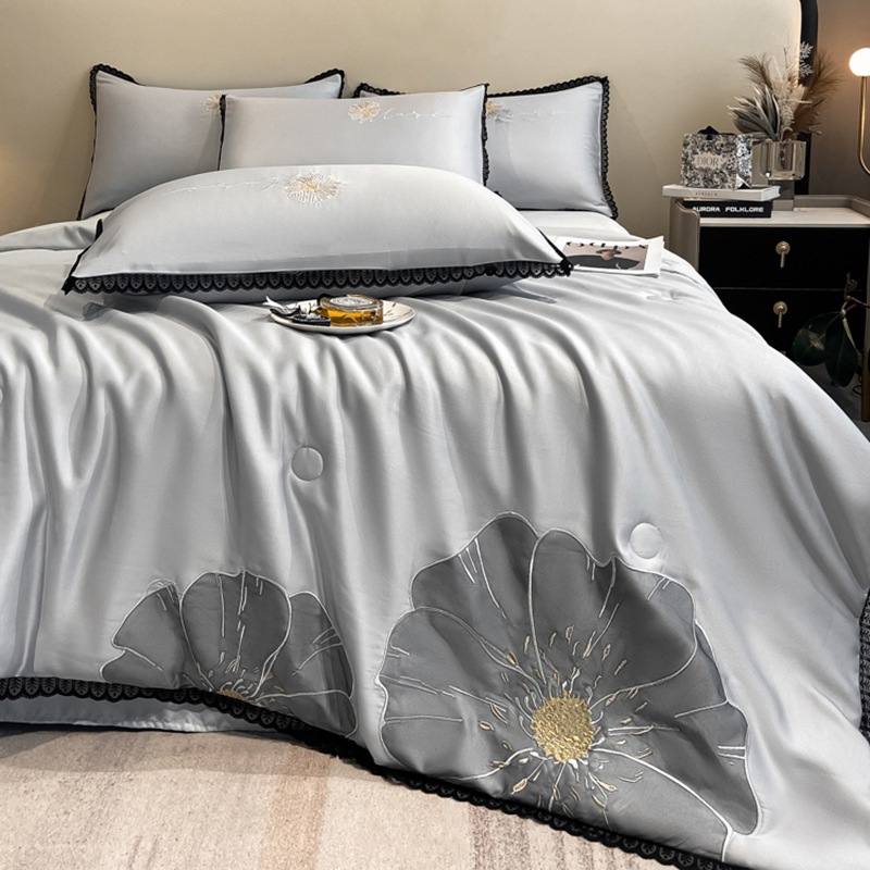 Nantong Home Textile Wholesale Ice Silk Embroidered Summer Cool Quilt 3 4ピースセットセットシングルウォッシュシルクエアコンキル Nantong Home Textile Wholesale Ice Silk Embroidered Summer Cool Quilt 3 4ピースセットセットシングルウォッシュシルクエアコンキル