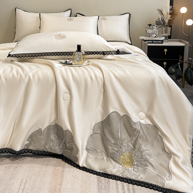 Nantong Home Textile Wholesale Ice Silk Embroidered Summer Cool Quilt 3 4ピースセットセットシングルウォッシュシルクエアコンキル Nantong Home Textile Wholesale Ice Silk Embroidered Summer Cool Quilt 3 4ピースセットセットシングルウォッシュシルクエアコンキル