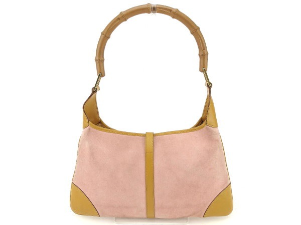 グッチ GUCCI ショルダーバッグ ワンショルダー レディース ジャッキー金具 ピンク×キャメル×ゴールド スエード×レザー 人気 セール 【中古】 T855 . グッチ GUCCI ショルダーバッグ ワンショルダー レディース ジャッキー金具 ピンク×キャメル×ゴールド スエード×レザー 人気 セール 【中古】 T855 .
