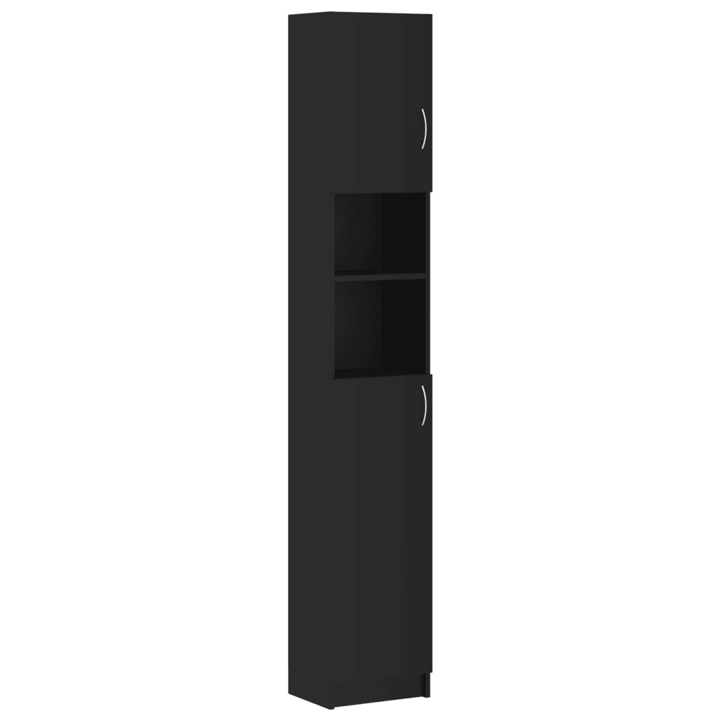 バスルームキャビネット 黒色 32x25.5x190cm パーティクルボード