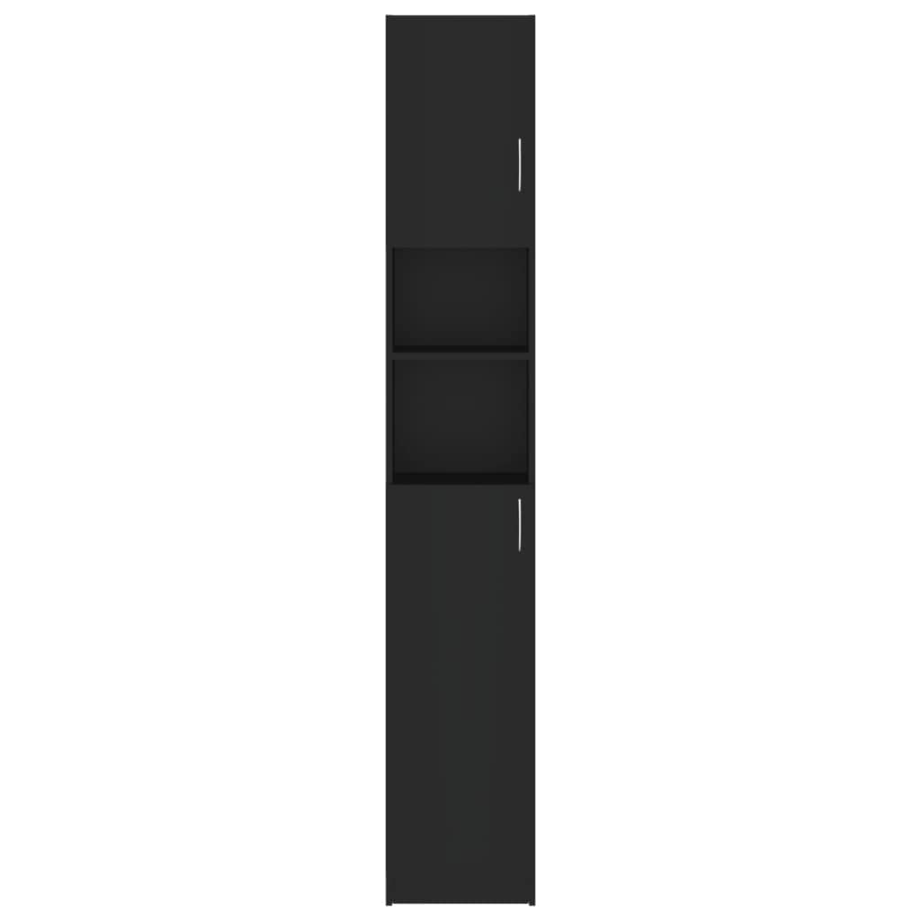バスルームキャビネット 黒色 32x25.5x190cm パーティクルボード