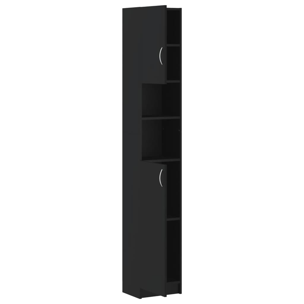 バスルームキャビネット 黒色 32x25.5x190cm パーティクルボード