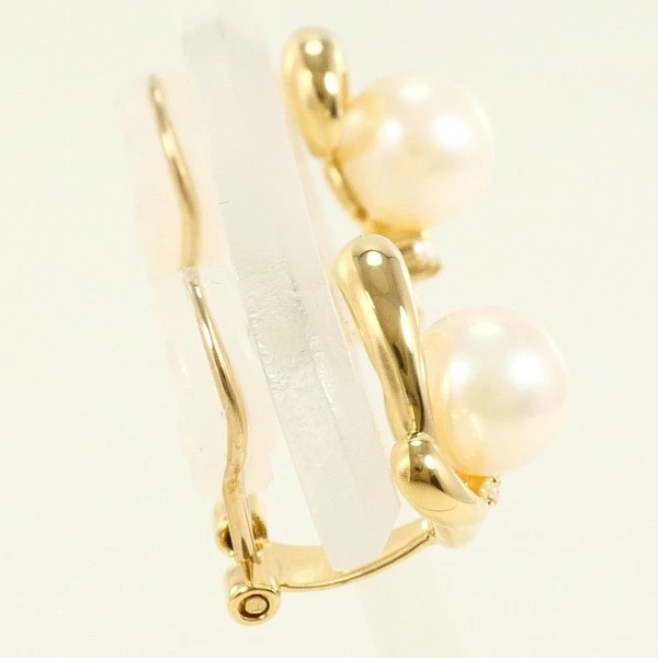 K18 18金 YG イヤリング パール (真珠) ダイヤ 0.02×2 中古