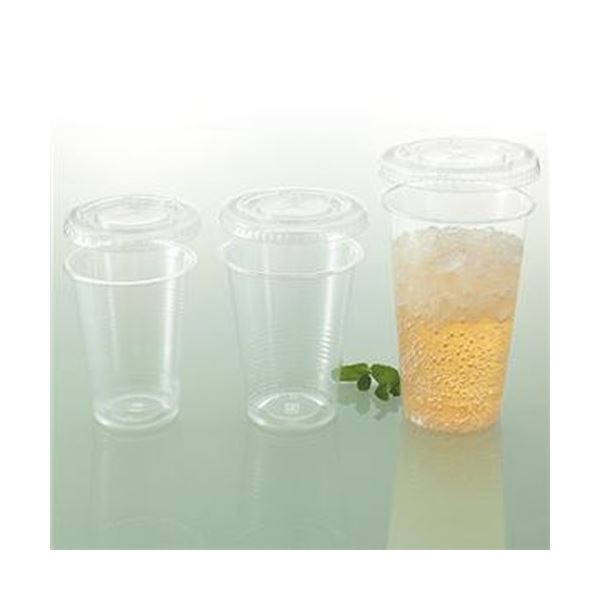 （まとめ）TANOSEE PETカップ フタ420ml用 1パック（50枚）[x50セット]