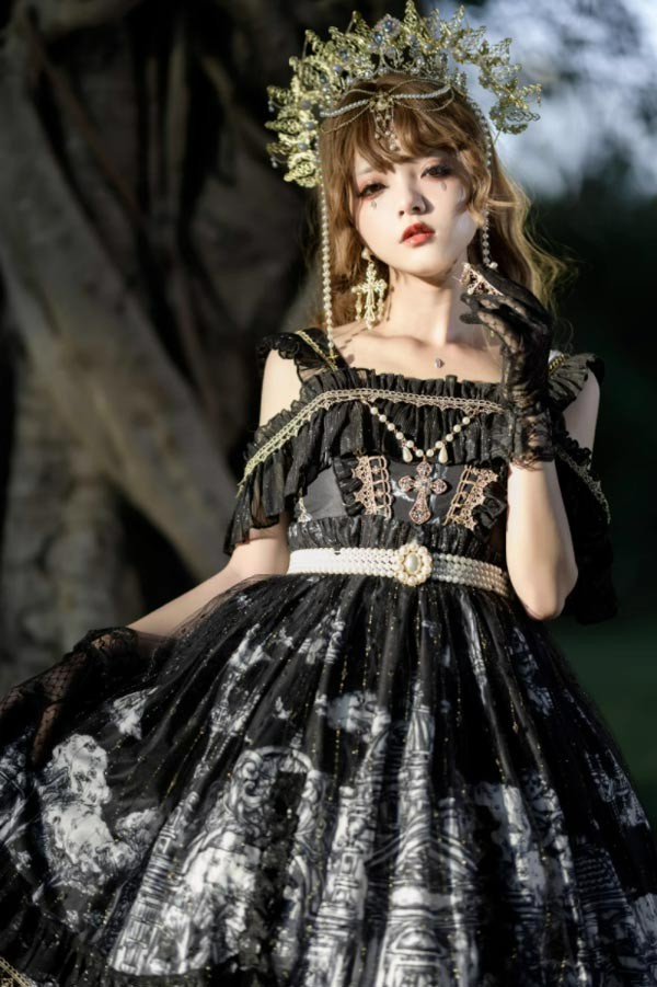 ワンピース ロリータ ハロウィン 膝丈 レディース ゴスロリ ハイウエスト Aライン ロリィタファッション ノースリーブ ロリータワンピース コスチューム コスプレ 衣装 コーディネート 可愛い 仮装 ワンピース ロリータ ハロウィン 膝丈 レディース ゴスロリ ハイウエスト Aライン ロリィタファッション ノースリーブ ロリータワンピース コスチューム コスプレ 衣装 コーディネート 可愛い 仮装