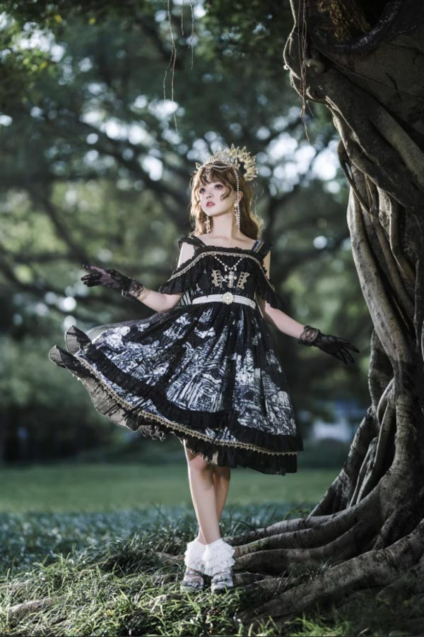 ワンピース ロリータ ハロウィン 膝丈 レディース ゴスロリ ハイウエスト Aライン ロリィタファッション ノースリーブ ロリータワンピース コスチューム コスプレ 衣装 コーディネート 可愛い 仮装 ワンピース ロリータ ハロウィン 膝丈 レディース ゴスロリ ハイウエスト Aライン ロリィタファッション ノースリーブ ロリータワンピース コスチューム コスプレ 衣装 コーディネート 可愛い 仮装