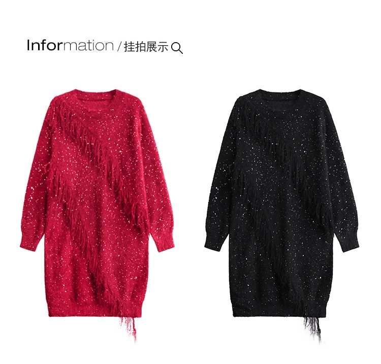 [急速出荷]レディース おしゃれ セーター ニットワンピース キラキラ ロングニット 2025春