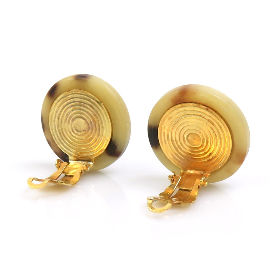 エルメス HERMES イヤリング バッファローホーン/メタル ベージュブラウン/ゴールド レディース e60668a