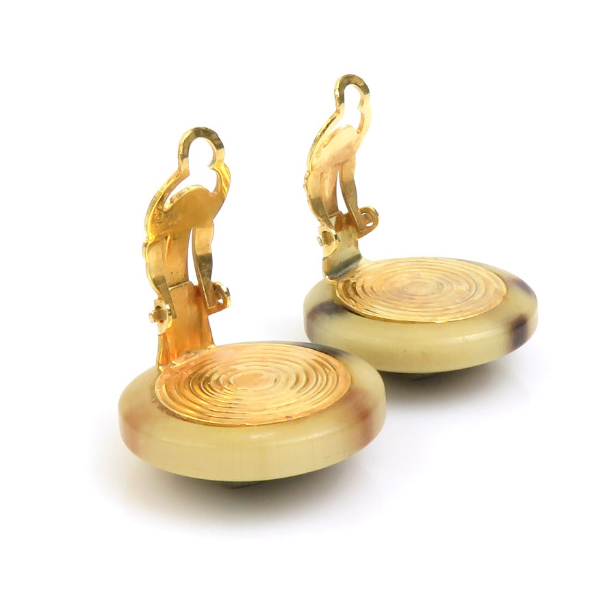 エルメス HERMES イヤリング バッファローホーン/メタル ベージュブラウン/ゴールド レディース e60668a