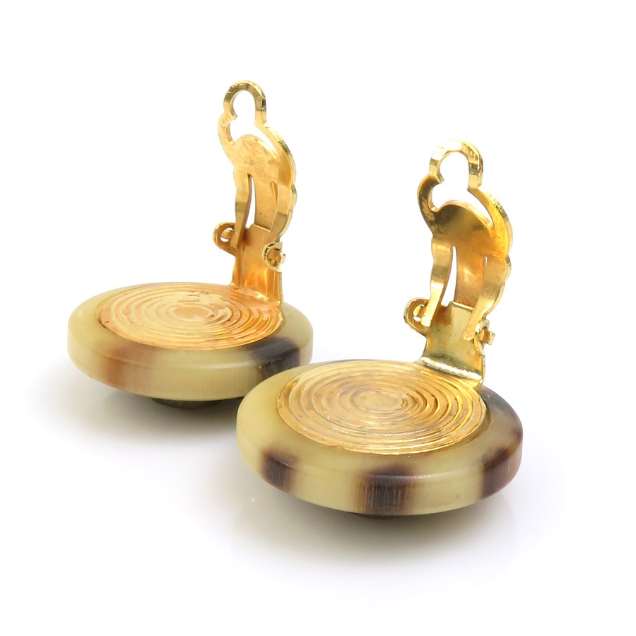 エルメス HERMES イヤリング バッファローホーン/メタル ベージュブラウン/ゴールド レディース e60668a