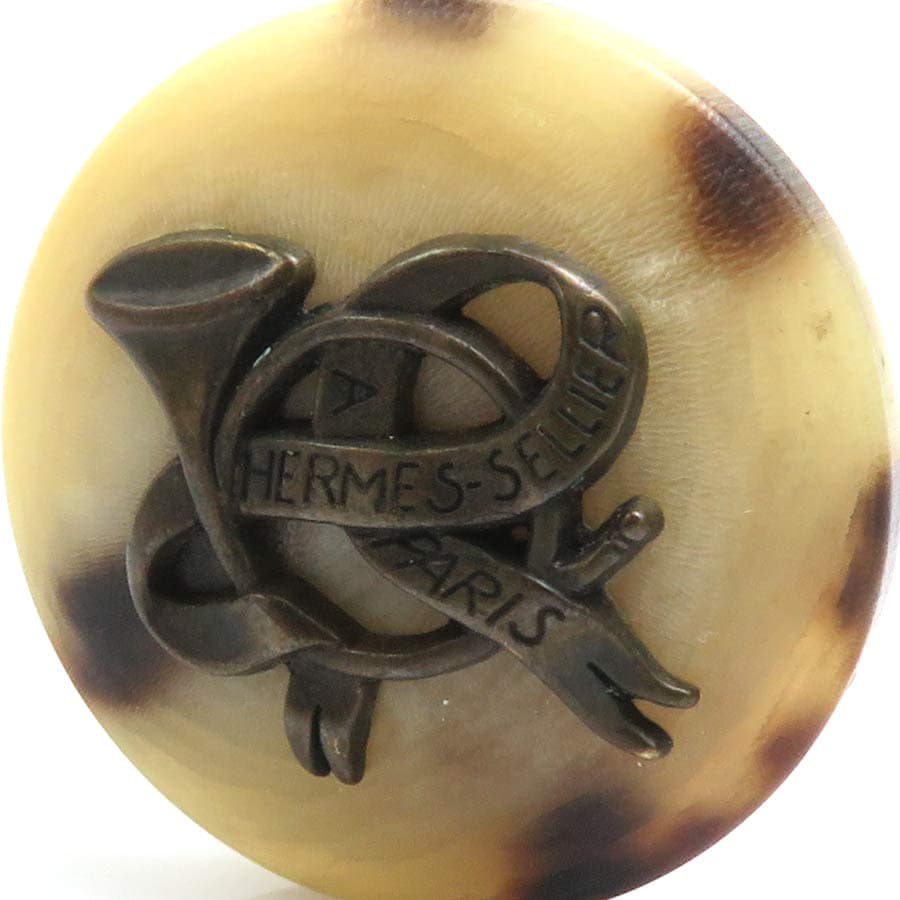 エルメス HERMES イヤリング バッファローホーン/メタル ベージュブラウン/ゴールド レディース e60668a