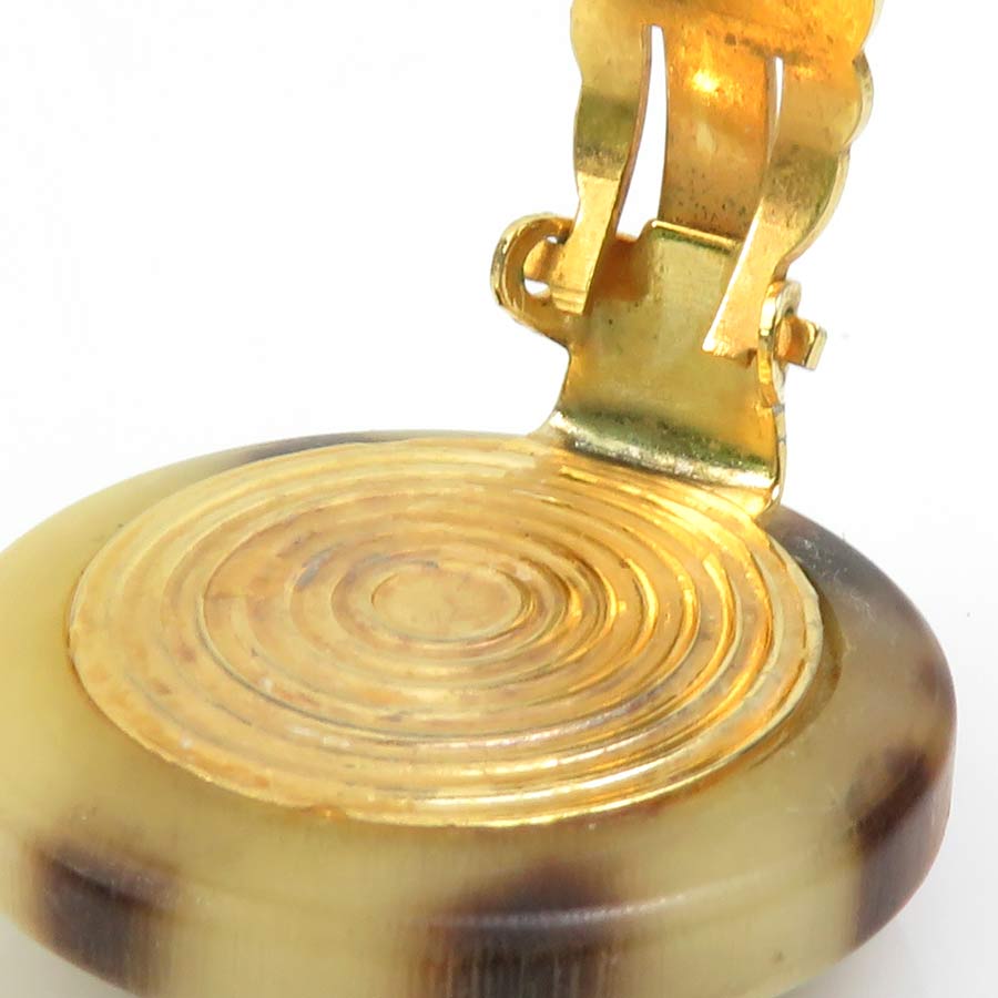 エルメス HERMES イヤリング バッファローホーン/メタル ベージュブラウン/ゴールド レディース e60668a