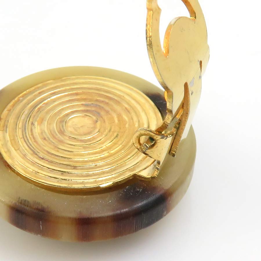 エルメス HERMES イヤリング バッファローホーン/メタル ベージュブラウン/ゴールド レディース e60668a