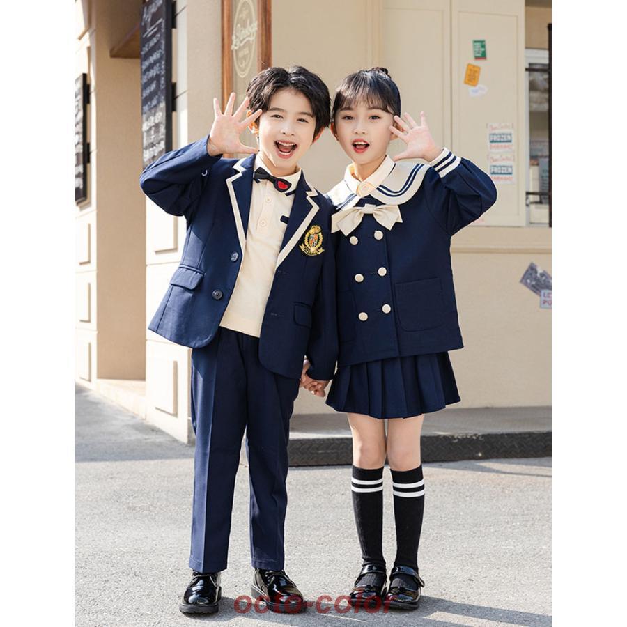 【ROSEBLINK】フォーマル スーツネイビー 紺 ベージュ男の子女の子 ２点セット３点セット ブローチ 子供服 キッズ 入学式 卒園式 お受験 発表会 結婚式 長袖 パンツ ズボン