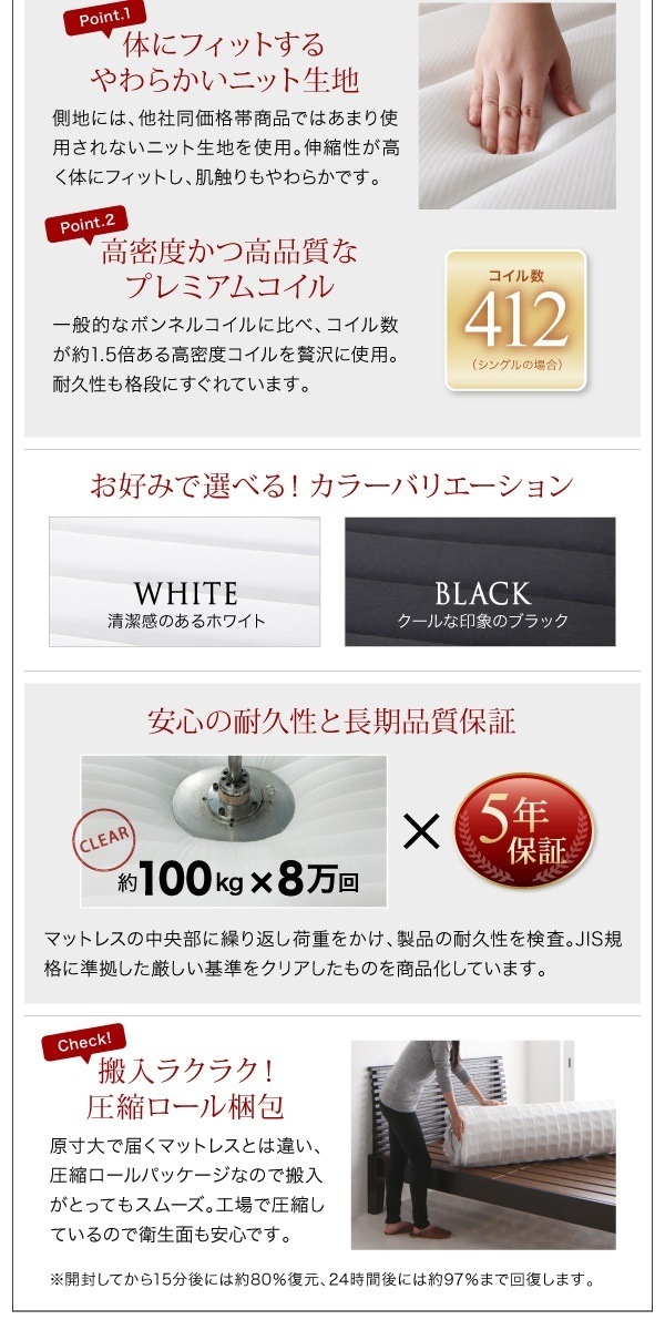 [組立設置付]フロアローステージベッド [ギュンター] プレミアムボンネルコイルマットレス付 シングル [フレーム]ブラック [マットレス]黒