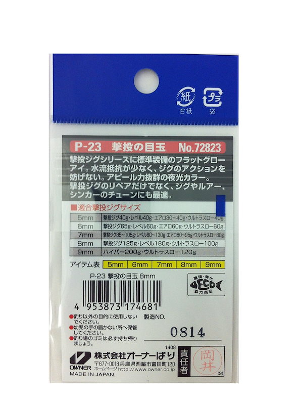 撃投ジグ エアロ 80g 6本セット バラ売り可（オーナー(OWNER) 撃