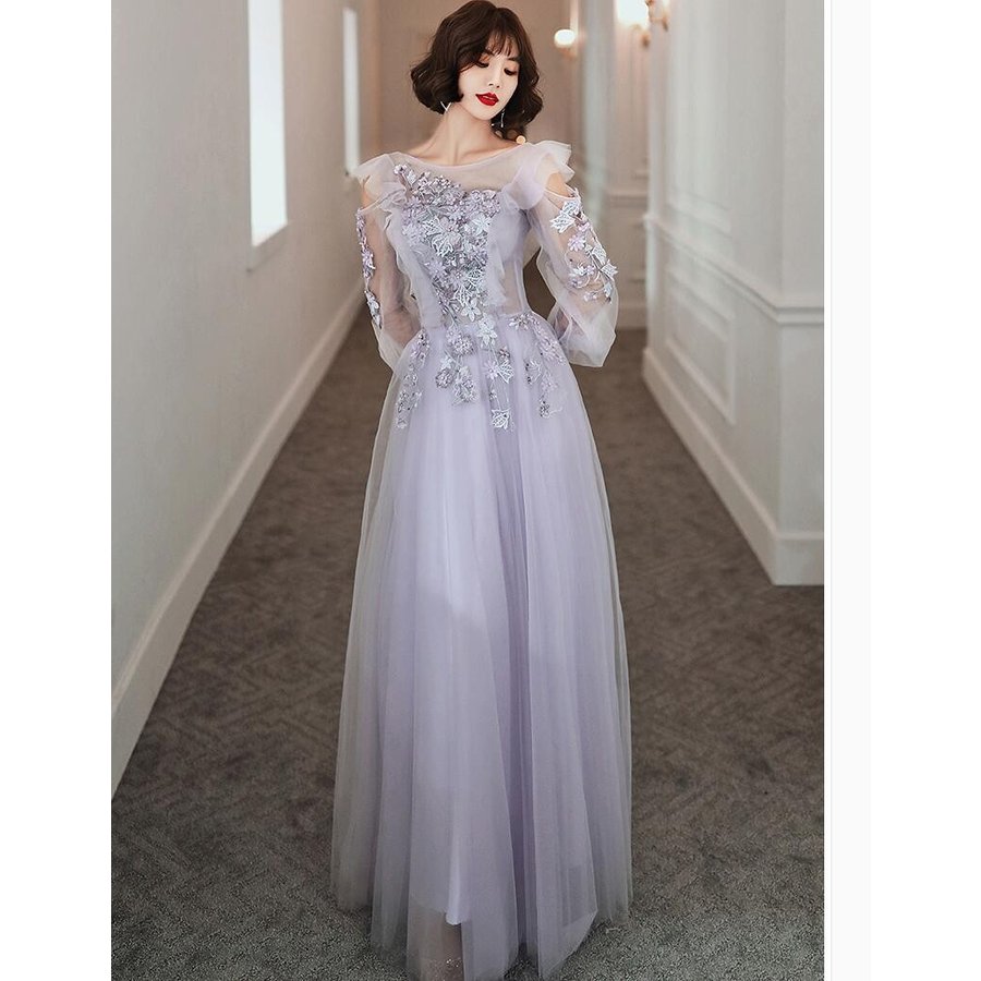 ウエディングドレス ロング丈ドレス 袖あり パーティードレス 結婚式 ワンピース 大きいサイズ 20