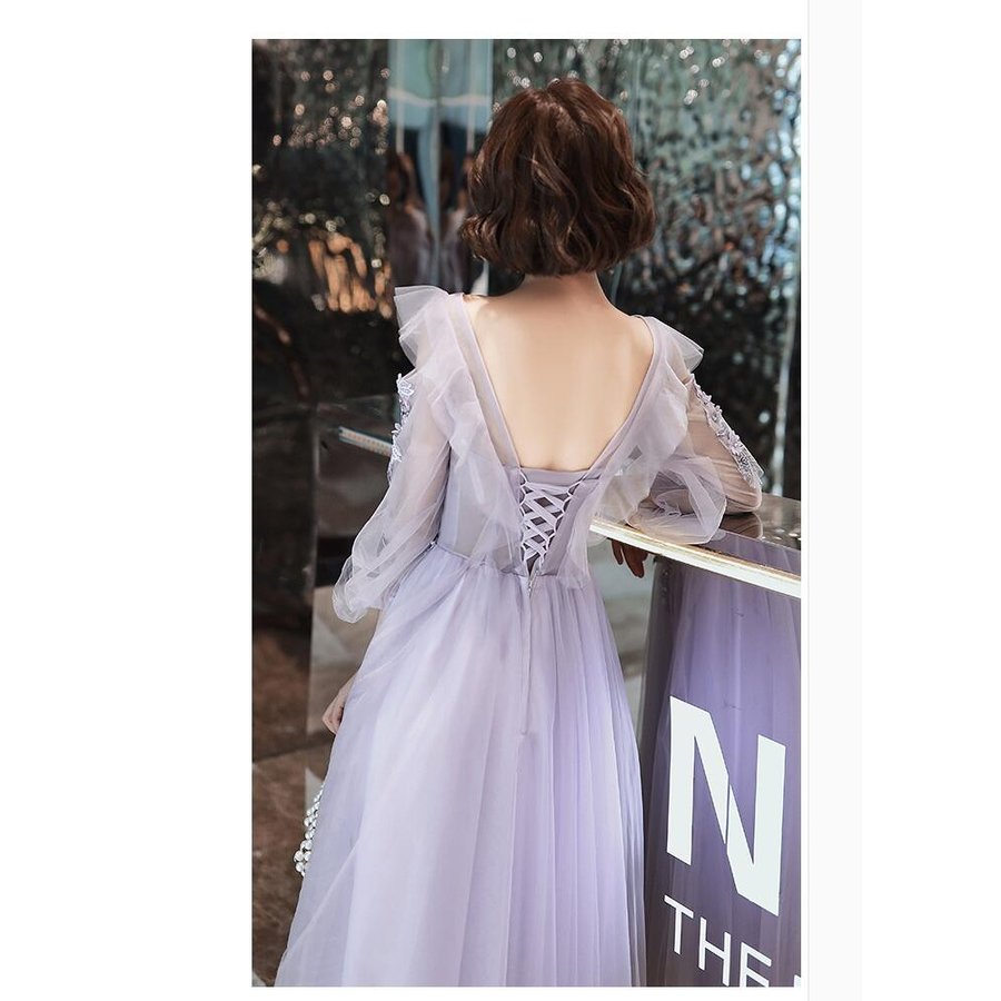 ウエディングドレス ロング丈ドレス 袖あり パーティードレス 結婚式 ワンピース 大きいサイズ 20