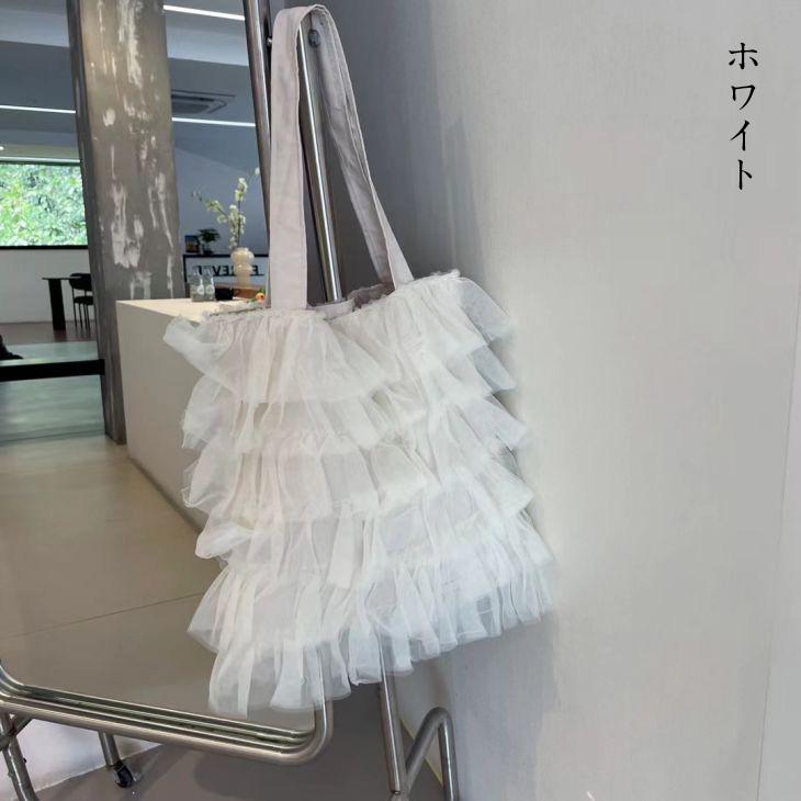 【期間限定】チュールトートバッグ フリル ワンショルダー 軽量 ティアード バッグ 【akbss24-556】【予約販売:15-20日】メ込2 【期間限定】チュールトートバッグ フリル ワンショルダー 軽量 ティアード バッグ 【akbss24-556】【予約販売:15-20日】メ込2