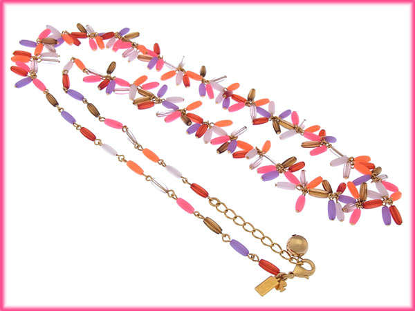 ネックレス アクセサリー ビーズ付き ゴールド マルチ 中古