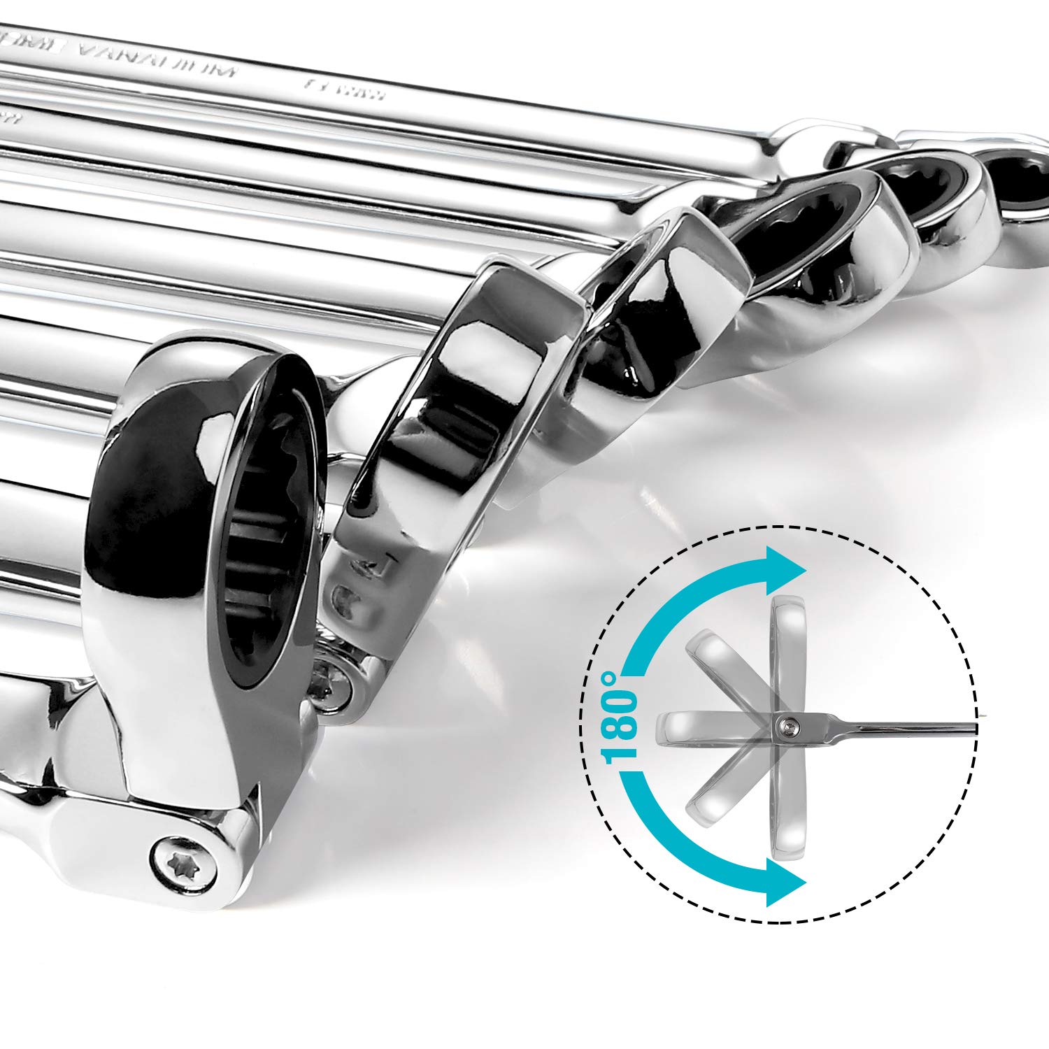 DURATECH ラチェットメガネレンチ フレックスラチェットレンチ ロングタイプ 8~19mm 72ギア 両頭首振型 CR-V鋼製 鏡面仕上げ 収納バッグ付属 6本セット DURATECH ラチェットメガネレンチ フレックスラチェットレンチ ロングタイプ 8~19mm 72ギア 両頭首振型 CR-V鋼製 鏡面仕上げ 収納バッグ付属 6本セット