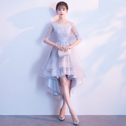 新作 フォーマル レディースドレス シルバーグレー イブニングドレス バックロングドレス 新作 フォーマル レディースドレス シルバーグレー イブニングドレス バックロングドレス