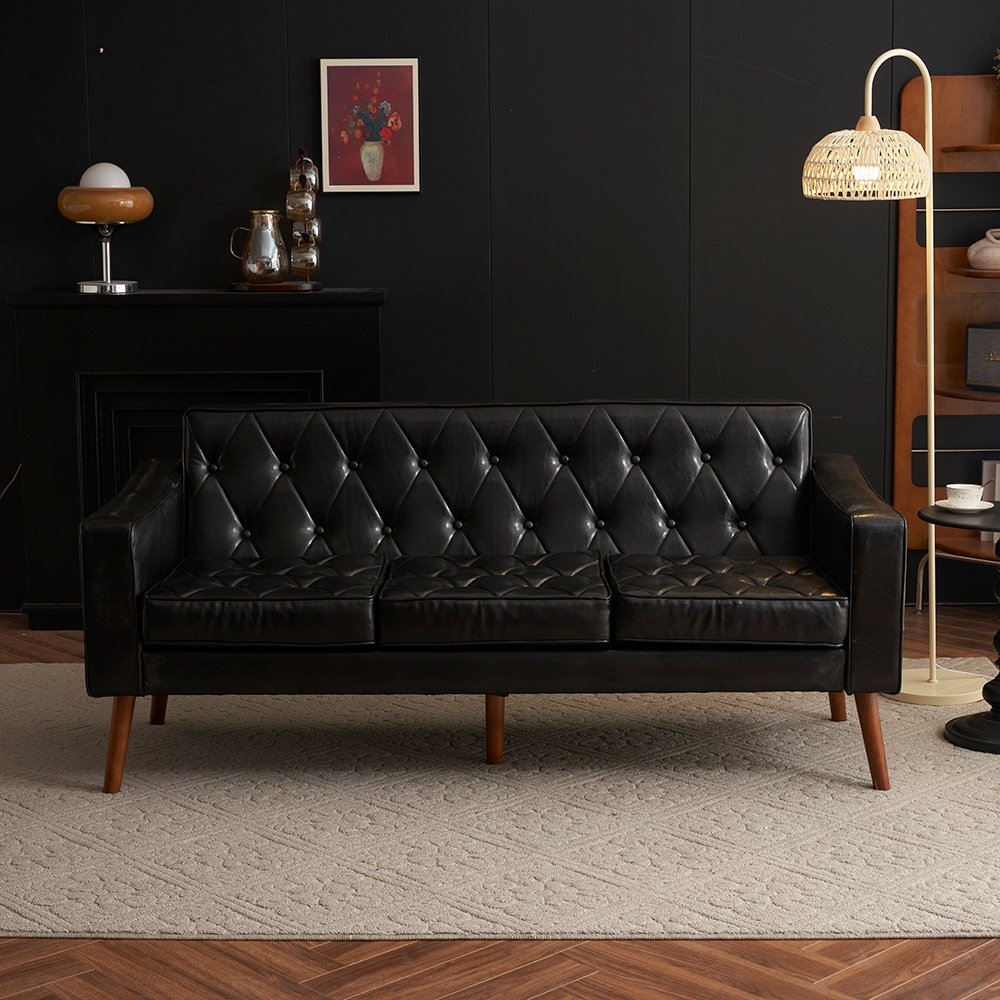 ソファー 3人掛け カウチソファ リビングソファ 肘付き オットマン おしゃれ PVCレザータイプ 合皮 お掃除ロボット通れる東京倉庫から発送