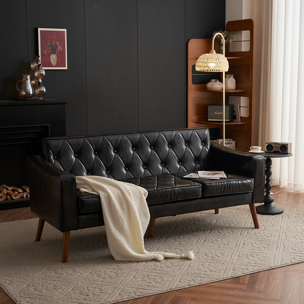 ソファー 3人掛け カウチソファ リビングソファ 肘付き オットマン おしゃれ PVCレザータイプ 合皮 お掃除ロボット通れる東京倉庫から発送