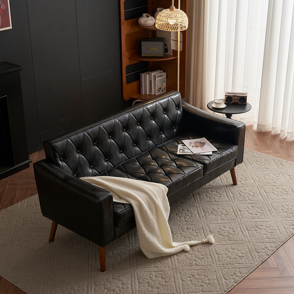 ソファー 3人掛け カウチソファ リビングソファ 肘付き オットマン おしゃれ PVCレザータイプ 合皮 お掃除ロボット通れる東京倉庫から発送