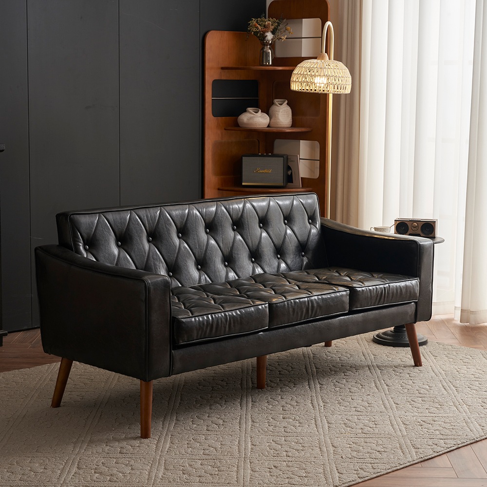 ソファー 3人掛け カウチソファ リビングソファ 肘付き オットマン おしゃれ PVCレザータイプ 合皮 お掃除ロボット通れる東京倉庫から発送