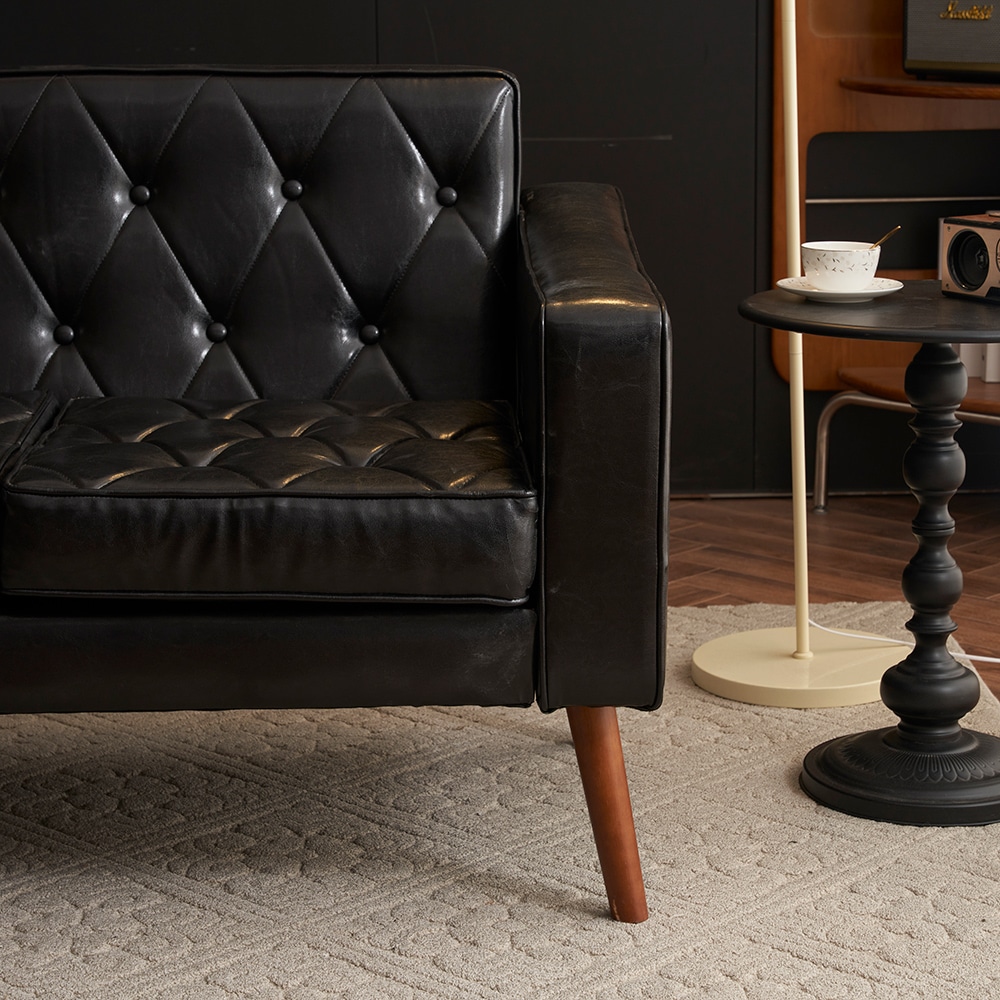 ソファー 3人掛け カウチソファ リビングソファ 肘付き オットマン おしゃれ PVCレザータイプ 合皮 お掃除ロボット通れる東京倉庫から発送