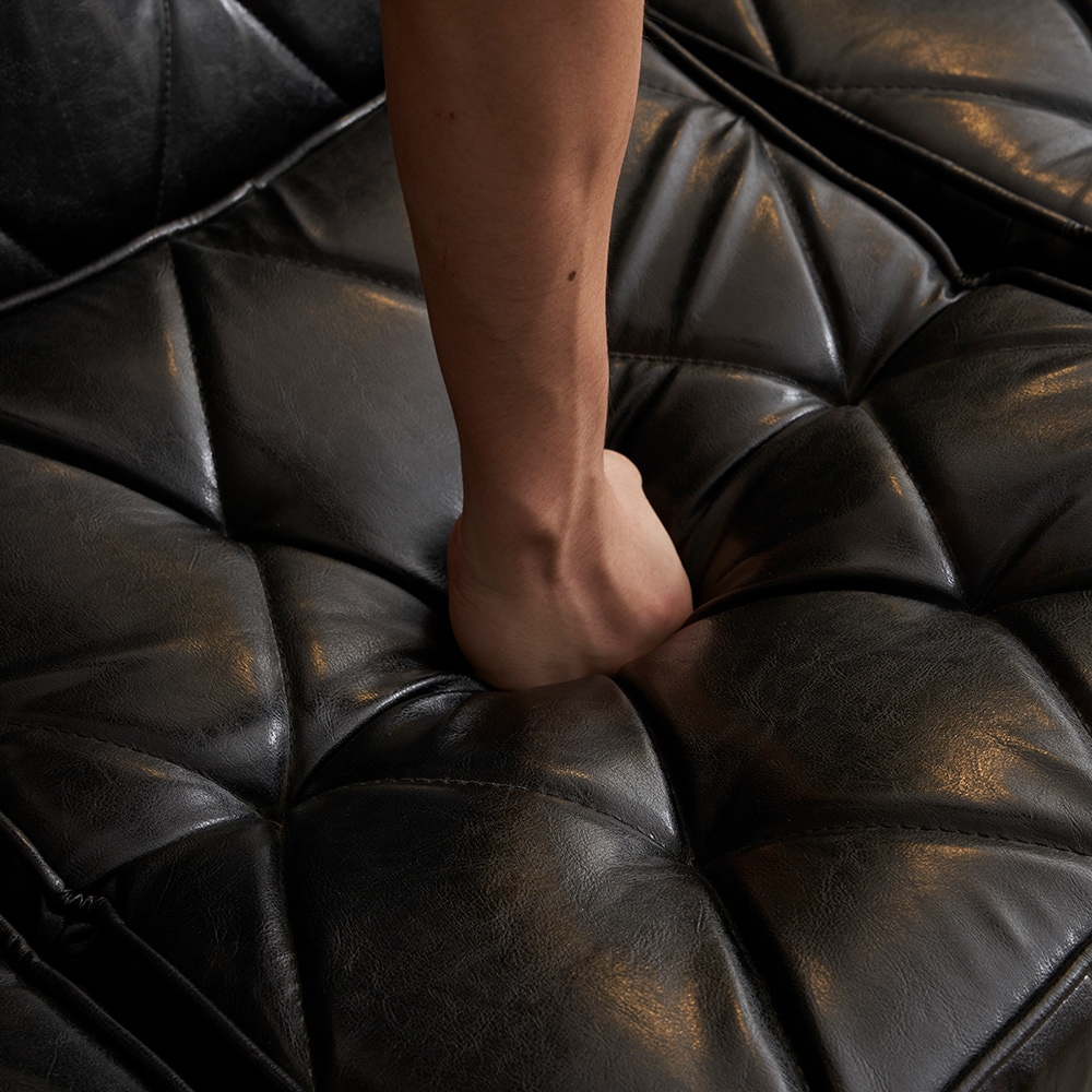 ソファー 3人掛け カウチソファ リビングソファ 肘付き オットマン おしゃれ PVCレザータイプ 合皮 お掃除ロボット通れる東京倉庫から発送