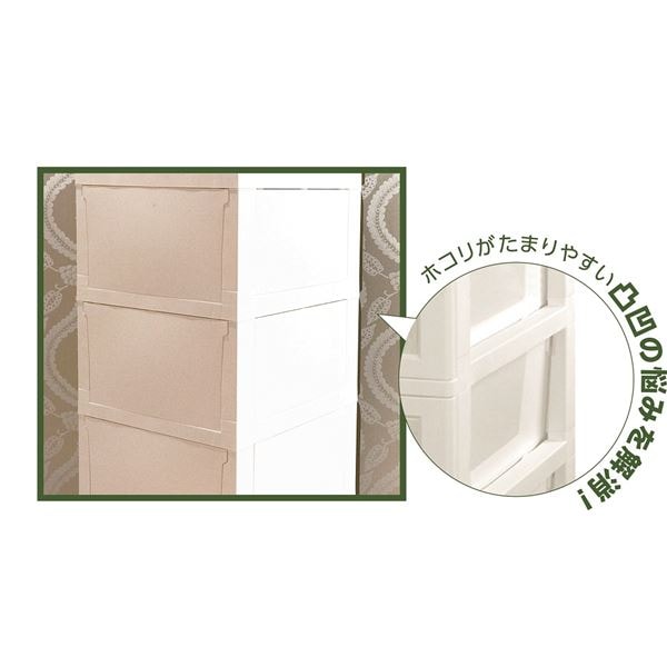 ホコリが入りにくい nodus 3段ワイドチェスト レッド 組立式