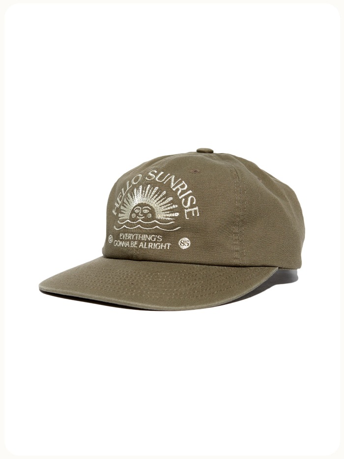 HELLO SUNRISE Washed HS Arch Logo 6Panel Cap Khaki キャップ