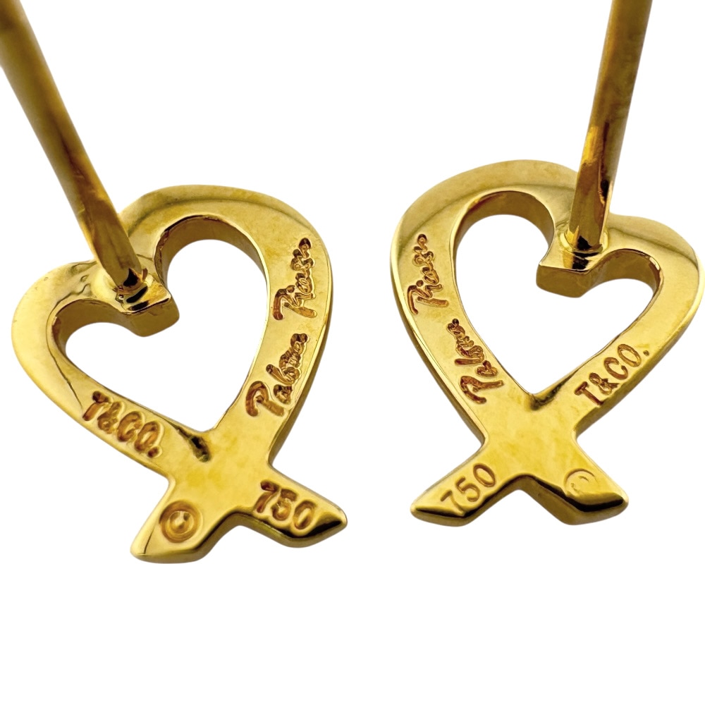 ティファニー ラビングハート ピアス 18金 K18イエローゴールド