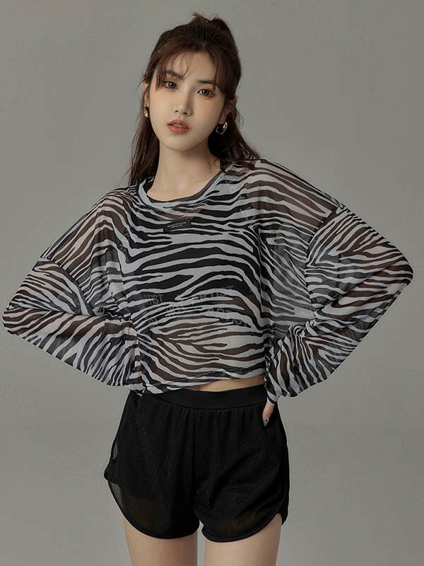 体型カバー ゼブラ柄 長袖 UVカット 大人 お洒落 カジュアル 露出控えめ 水着 レディース タンキニ 3点セット セパレート水着 韓国風 盛れる 着痩せ ブラック 10代 20代 30代 40代
