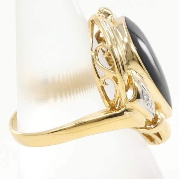 PT900 プラチナ K18YG リング 指輪 11号 オニキス ダイヤ ジュエリー 中古 PT900 プラチナ K18YG リング 指輪 11号 オニキス ダイヤ ジュエリー 中古