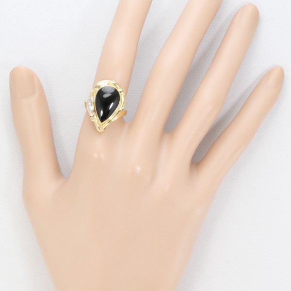 PT900 プラチナ K18YG リング 指輪 11号 オニキス ダイヤ ジュエリー 中古 PT900 プラチナ K18YG リング 指輪 11号 オニキス ダイヤ ジュエリー 中古