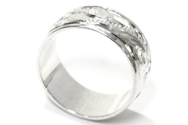 ハワイアンジュエリー リング プルメリア 花 スクロール 波 恋人文字 レイズド レディース シルバー925 ハワイアンジュエリー リング プルメリア 花 スクロール 波 恋人文字 レイズド レディース シルバー925