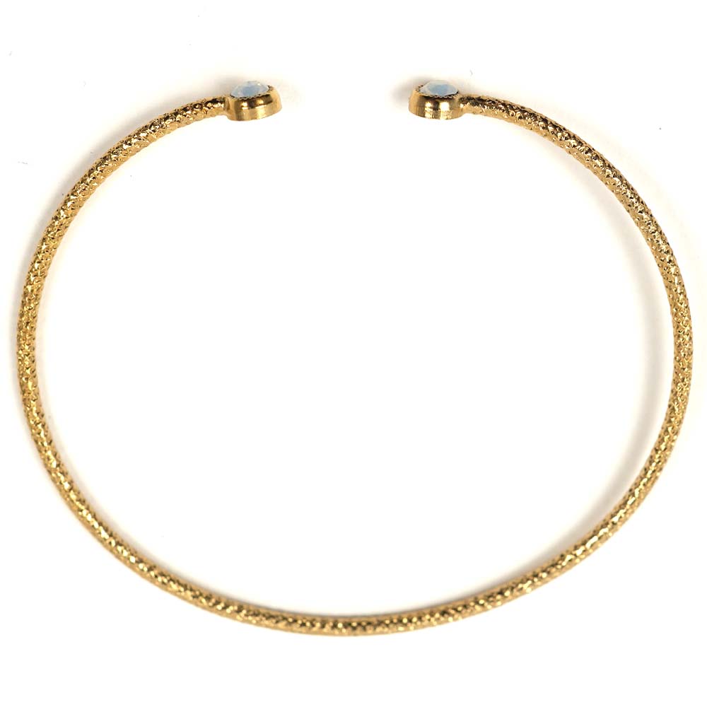 Hanka_in ハンカイン レディース ブレスレット バングル 真鍮 ゴールド クリアホワイト ETERNITY BRUSH JONC OUVERT CRISTAL BLANC OPALESCENT tobira-doa.com