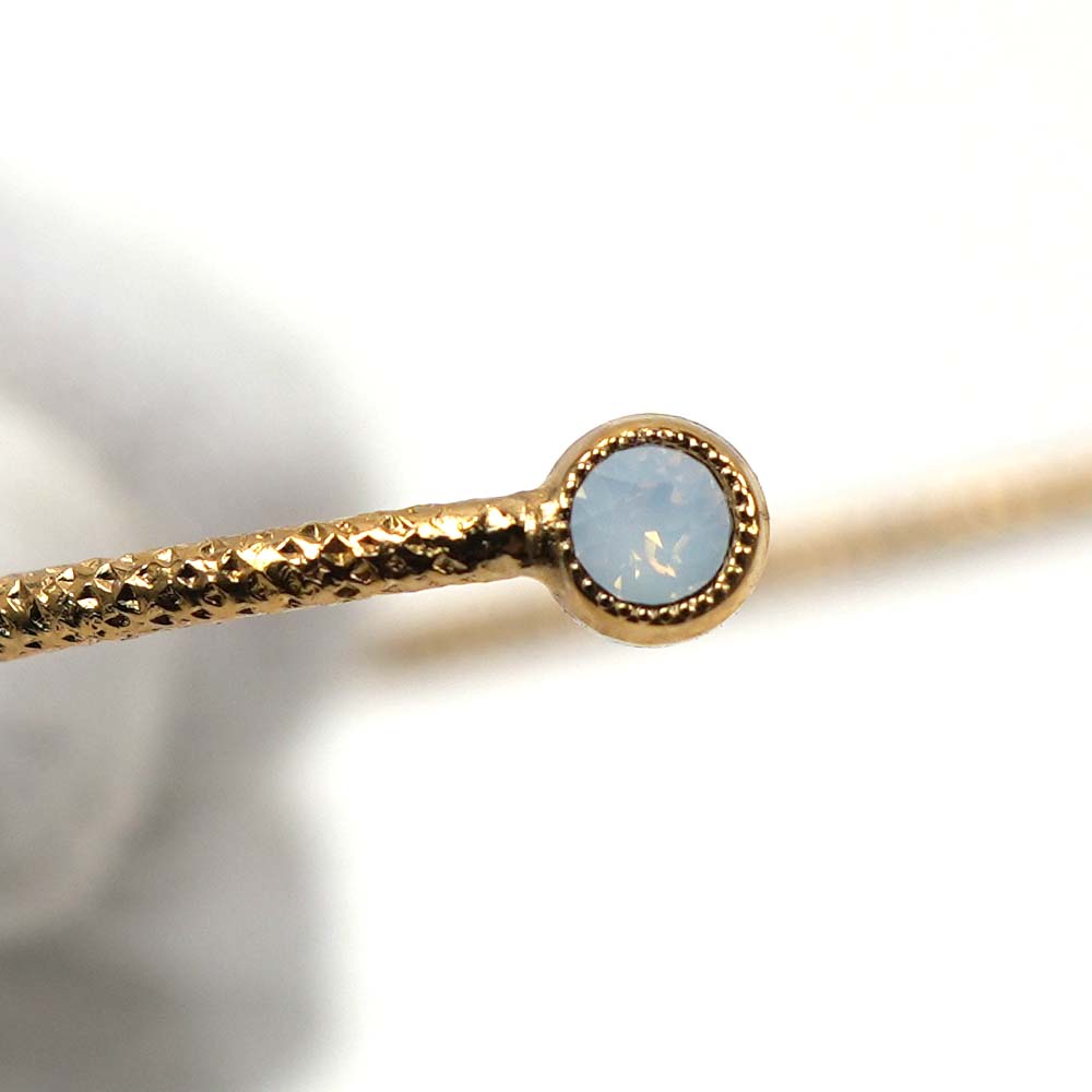 Hanka_in ハンカイン レディース ブレスレット バングル 真鍮 ゴールド クリアホワイト ETERNITY BRUSH JONC OUVERT CRISTAL BLANC OPALESCENT tobira-doa.com