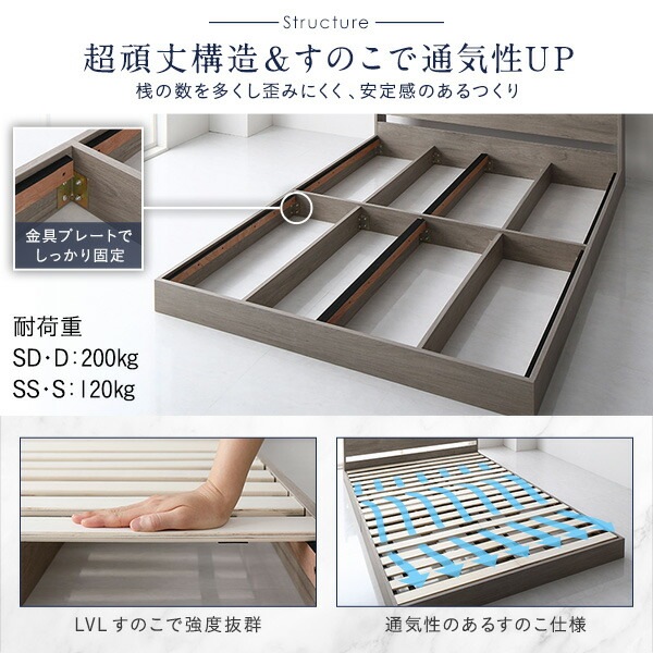 ベッド セミシングル ボンネルコイルマットレス付 グレージュ 低床