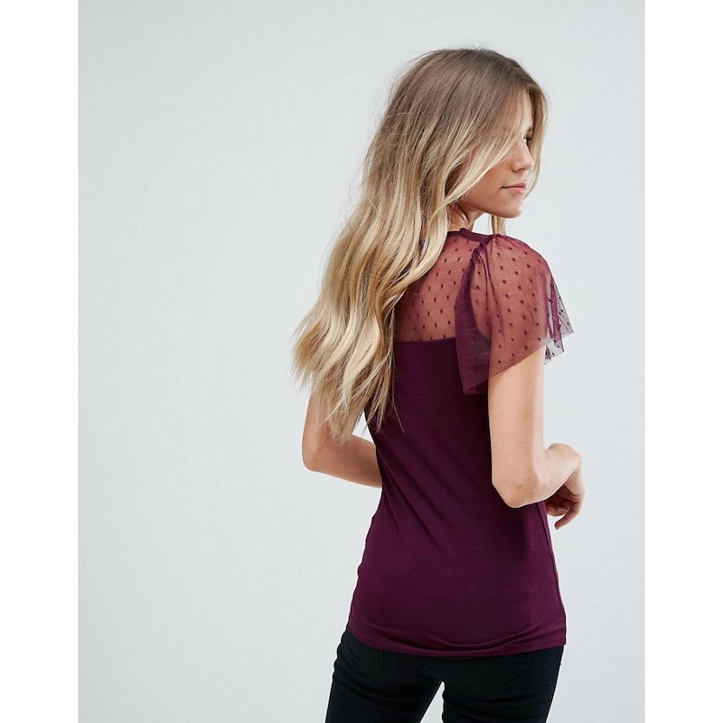 オアシス レディース トップス【Oasis Mesh And Spot Top】Dark purple オアシス レディース トップス【Oasis Mesh And Spot Top】Dark purple