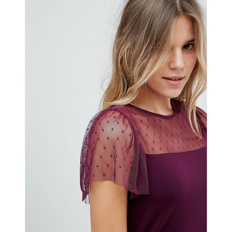 オアシス レディース トップス【Oasis Mesh And Spot Top】Dark purple オアシス レディース トップス【Oasis Mesh And Spot Top】Dark purple