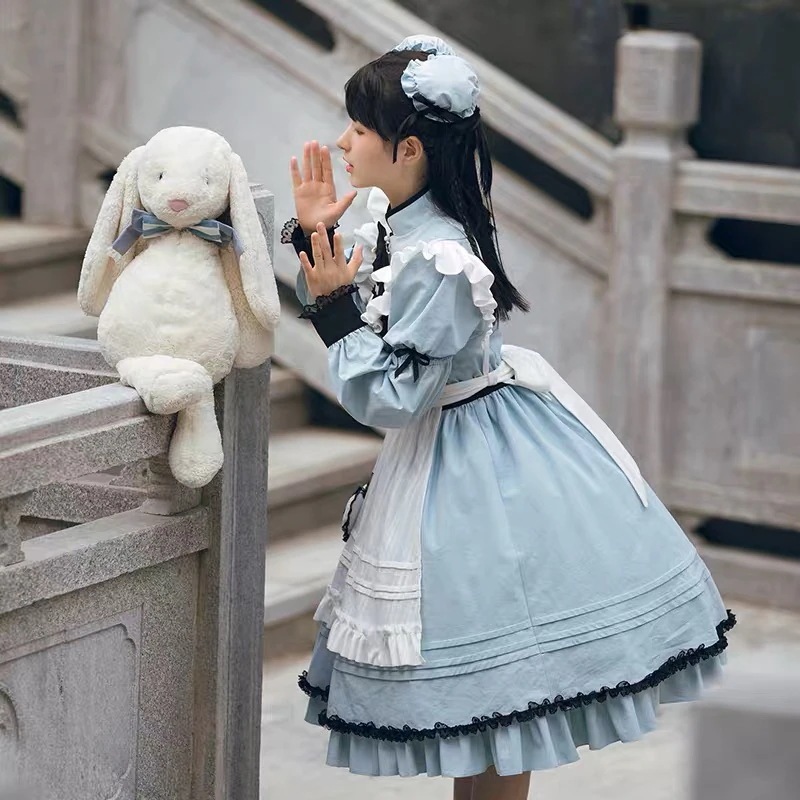 中華風ロリータワンピースセットアップエプロン付きメイド服可愛い 二次元かわいい新作公主 かわいい ロリ学園祭 A64 中華風ロリータワンピースセットアップエプロン付きメイド服可愛い 二次元かわいい新作公主 かわいい ロリ学園祭 A64