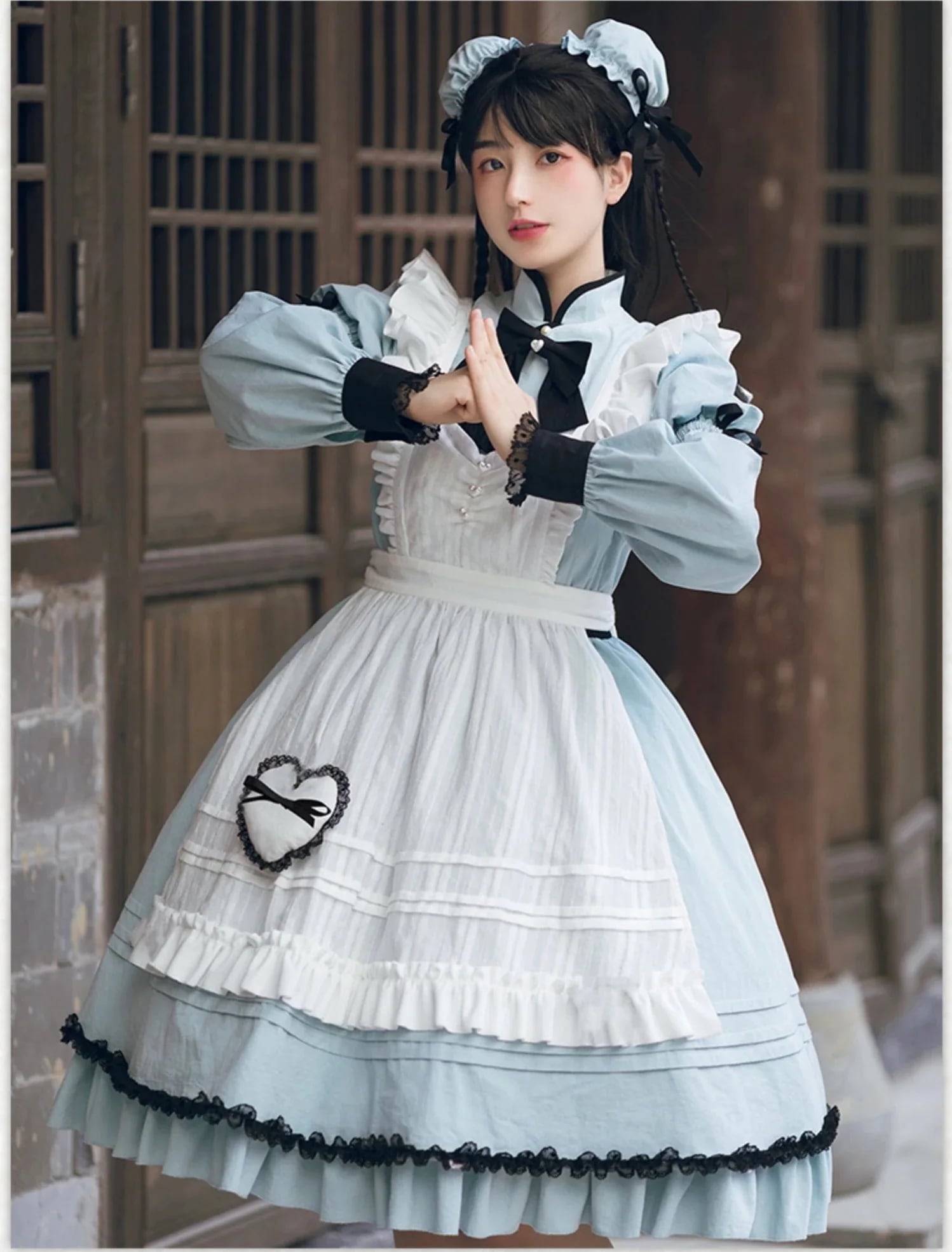 中華風ロリータワンピースセットアップエプロン付きメイド服可愛い 二次元かわいい新作公主 かわいい ロリ学園祭 A64 中華風ロリータワンピースセットアップエプロン付きメイド服可愛い 二次元かわいい新作公主 かわいい ロリ学園祭 A64