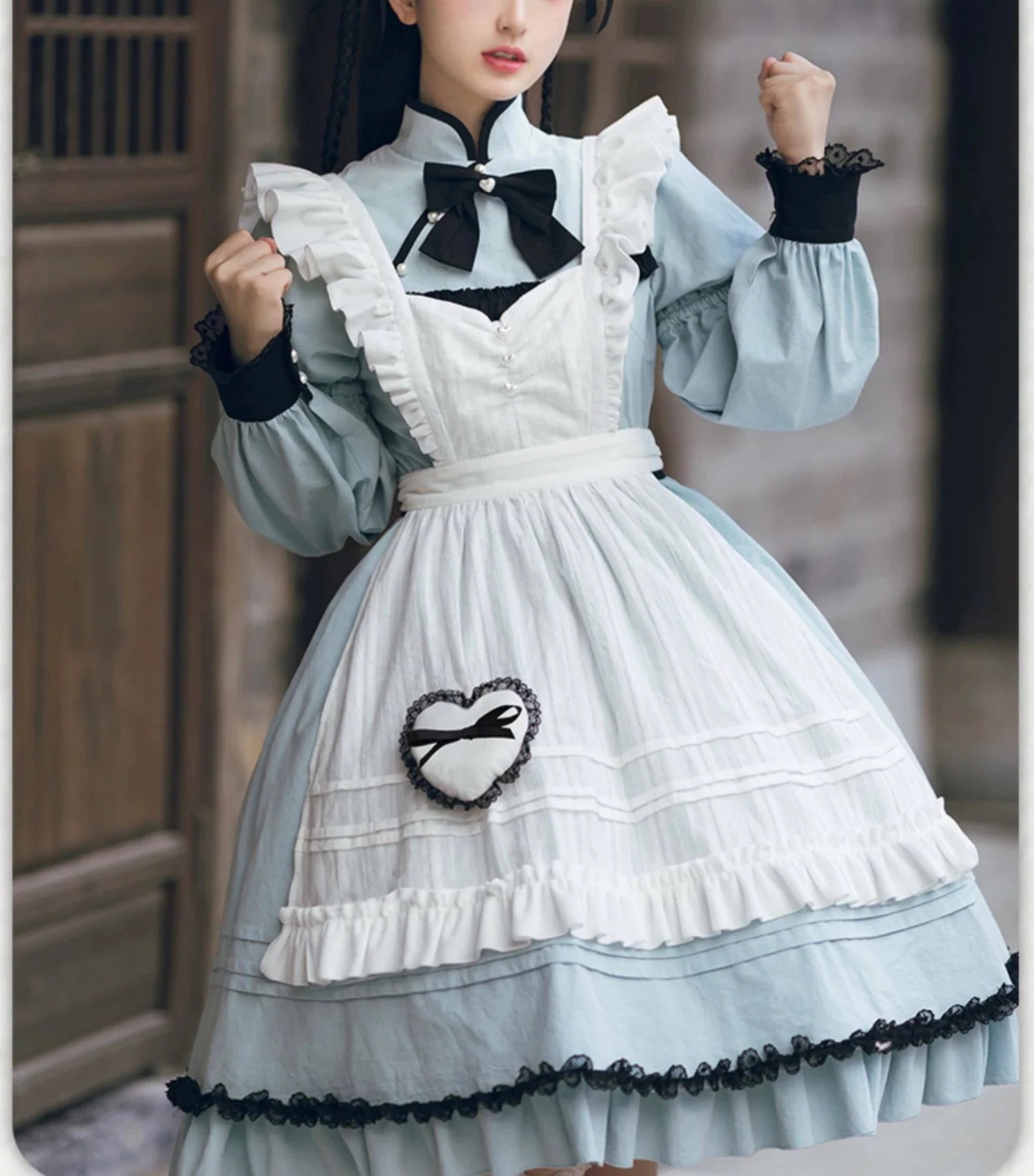 中華風ロリータワンピースセットアップエプロン付きメイド服可愛い 二次元かわいい新作公主 かわいい ロリ学園祭 A64 中華風ロリータワンピースセットアップエプロン付きメイド服可愛い 二次元かわいい新作公主 かわいい ロリ学園祭 A64