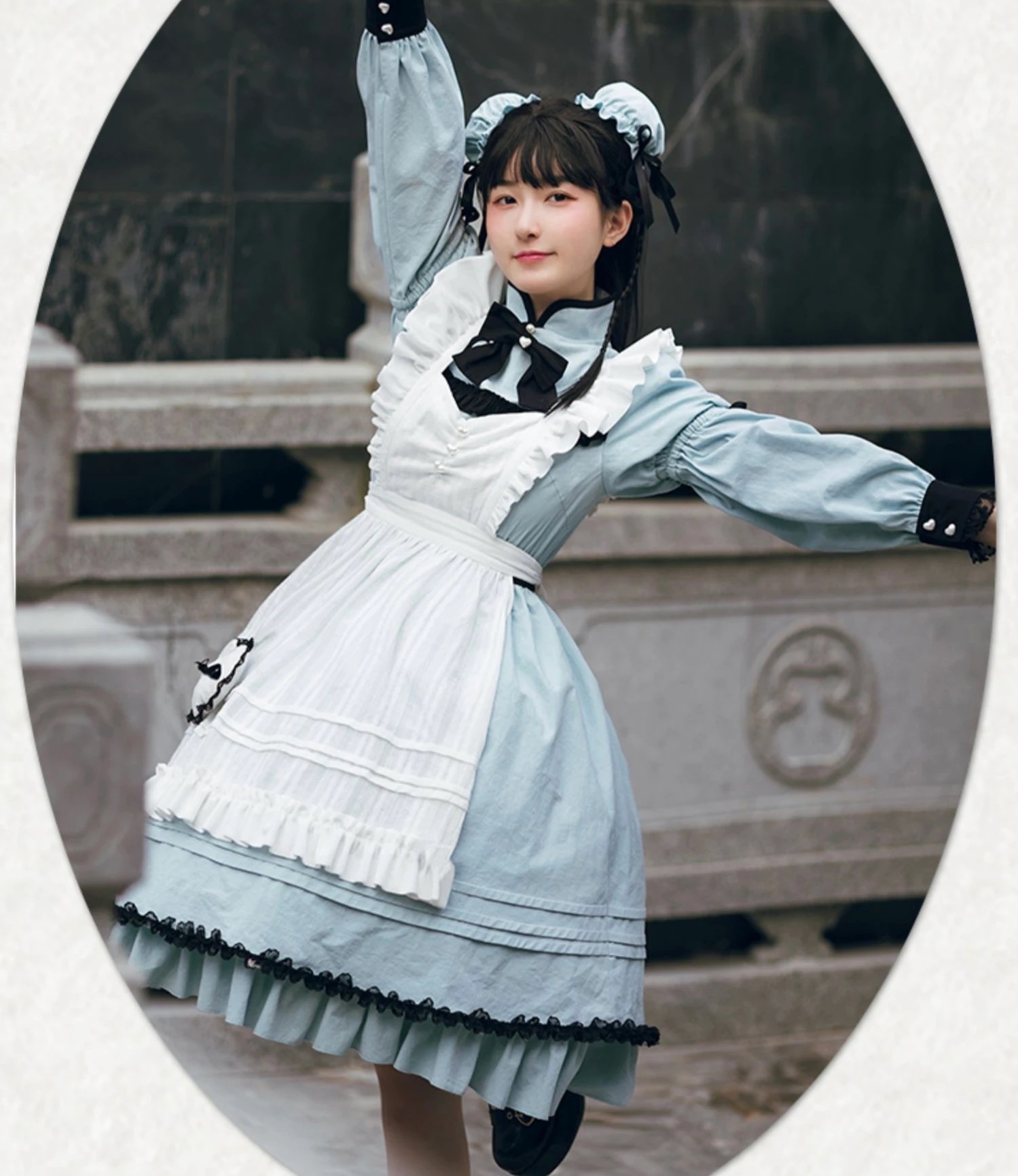 中華風ロリータワンピースセットアップエプロン付きメイド服可愛い 二次元かわいい新作公主 かわいい ロリ学園祭 A64 中華風ロリータワンピースセットアップエプロン付きメイド服可愛い 二次元かわいい新作公主 かわいい ロリ学園祭 A64