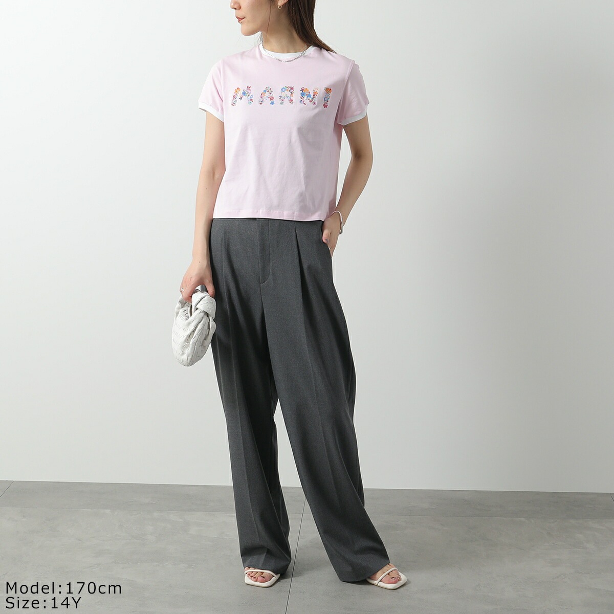 MARNI KIDS マルニ キッズ リンガーTシャツ M01428 M00HZ レディース ガールズ 半袖 フラワーロゴ 花 プリント クルーネック カラー2色