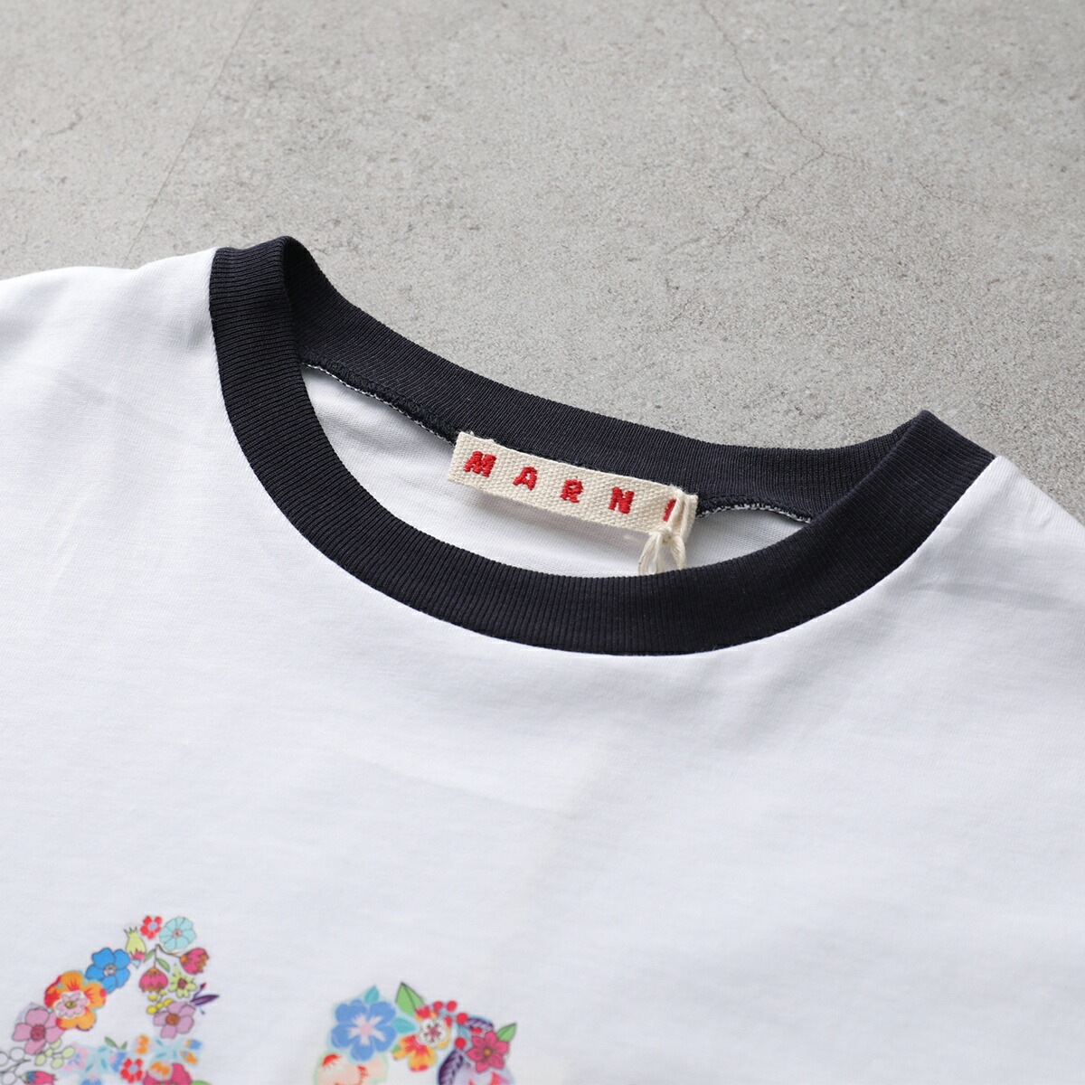 MARNI KIDS マルニ キッズ リンガーTシャツ M01428 M00HZ レディース ガールズ 半袖 フラワーロゴ 花 プリント クルーネック カラー2色